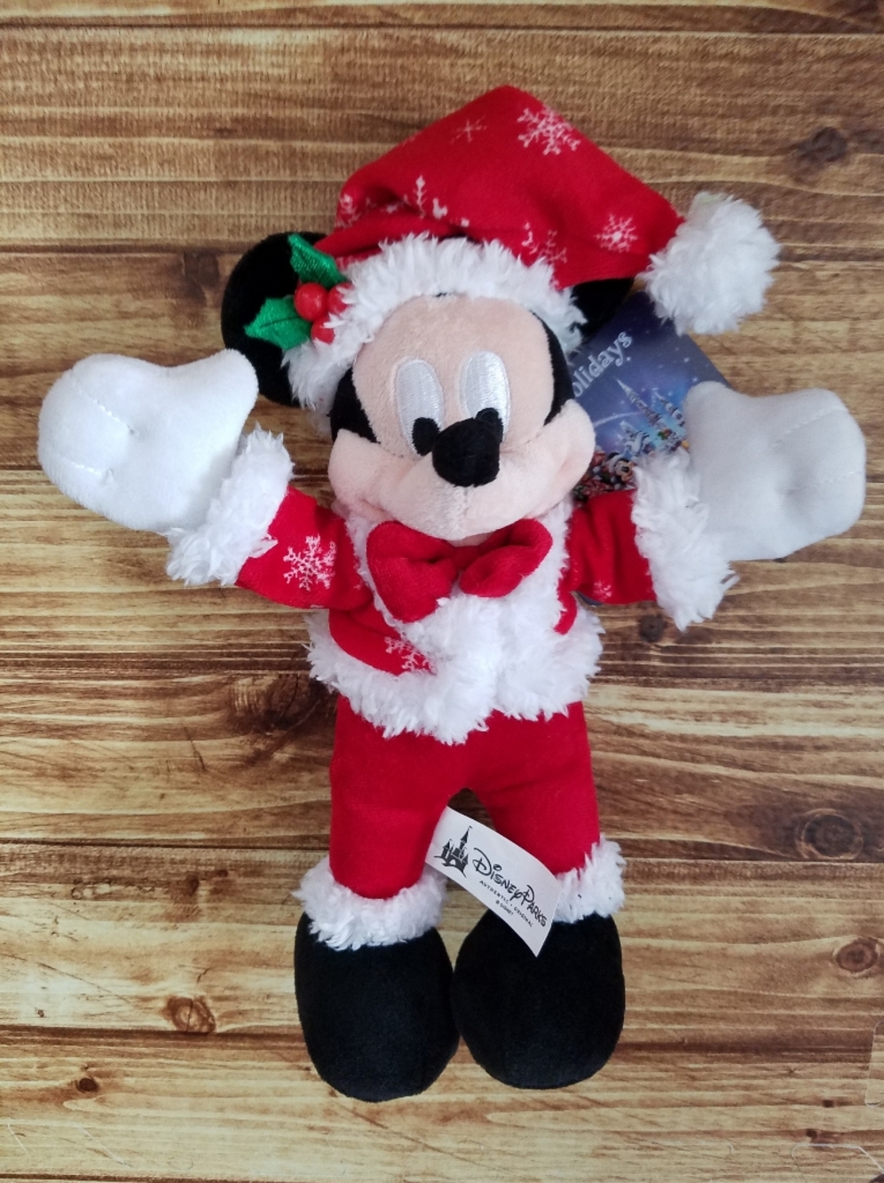 Disney Parks Mickey Mouse Santa Holiday Plush Christmas NWT